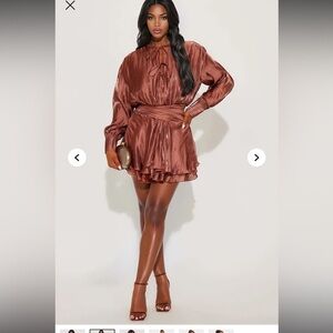 Fashion Nova Shimmering Brown Mini Dress